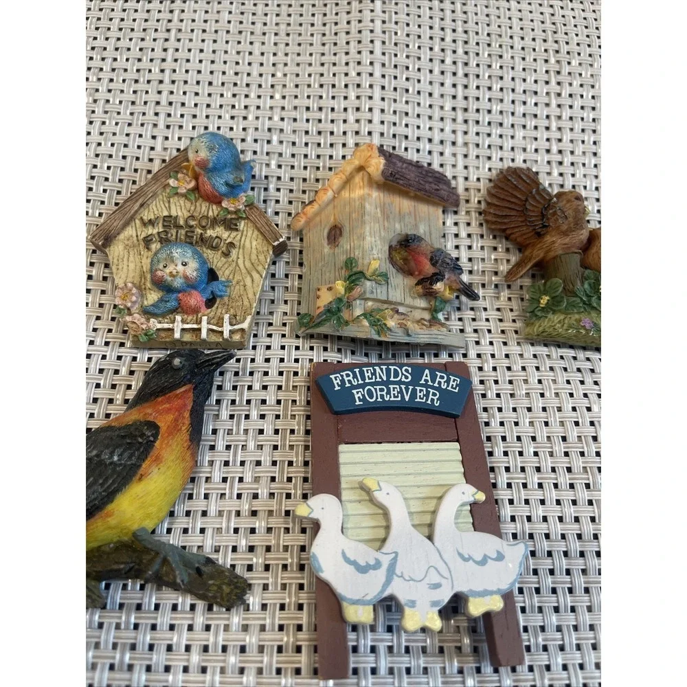 Lot of 5 Vintage Refrigerator Bird Magnets
